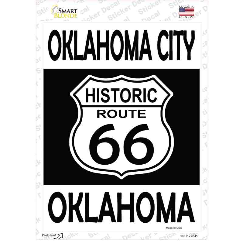 P-2784s-M Oklahoma City Historic Route 66 Novelty Rectangle Sticker Decal - Medium