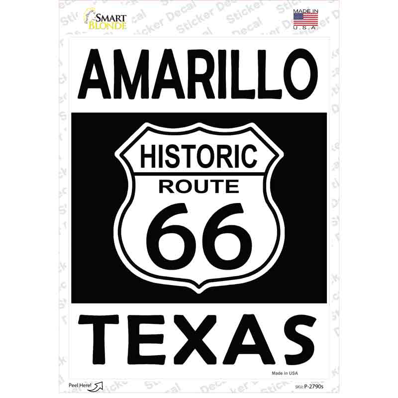 P-2790s-M Amarillo Texas Historic Route 66 Novelty Rectangle Sticker Decal - Medium