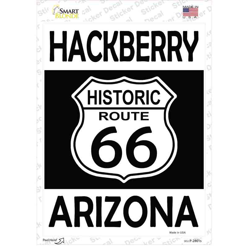 P-2801s-M Hackberry Arizona Historic Route 66 Novelty Rectangle Sticker Decal - Medium