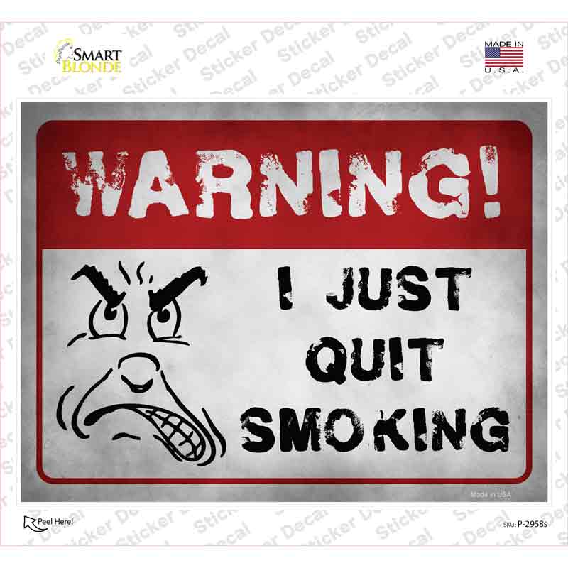 P-2958s-M I Quit Smoking Novelty Rectangle Sticker Decal - Medium