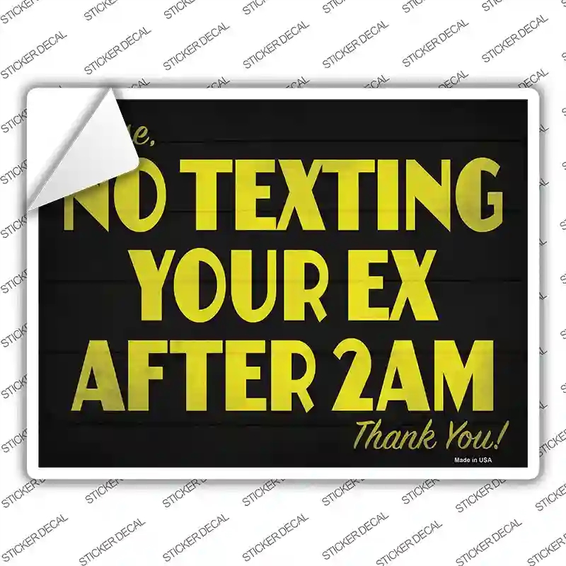 P-2964s-XL No Texting Your Ex Novelty Rectangle Sticker Decal - Extra Large