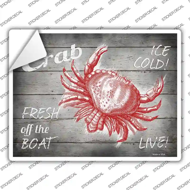 P-2972s-S Crab Fresh Off the Boat Novelty Rectangle Sticker Decal - Small