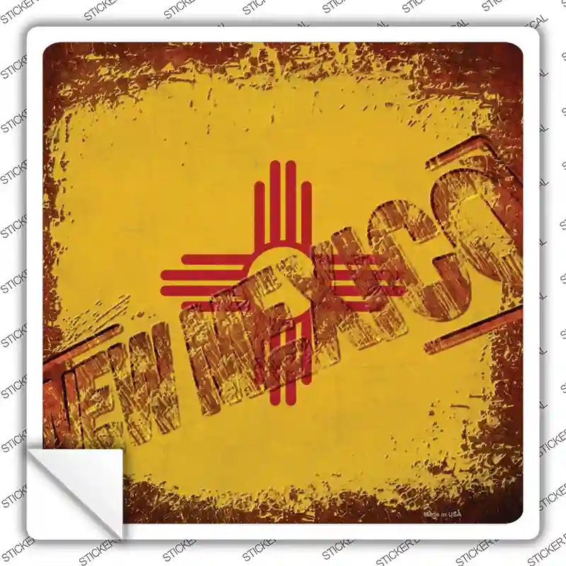 SQ-973s-S   Mexico Rusty Stamped Novelty Square Sticker Decal - Small