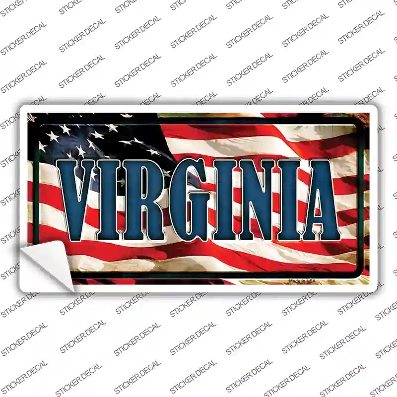 LP-3657s-S Virginia on American Flag Novelty Sticker Decal - Small