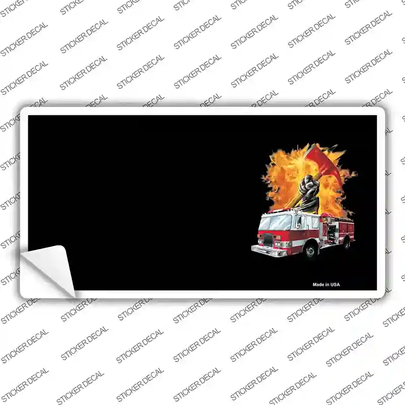 LP-3777s-S Fire Engine Flames Flaming Ax Offset Novelty Sticker Decal - Small