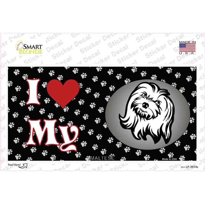LP-3914s-M I Love My Maltese Novelty Sticker Decal - Medium