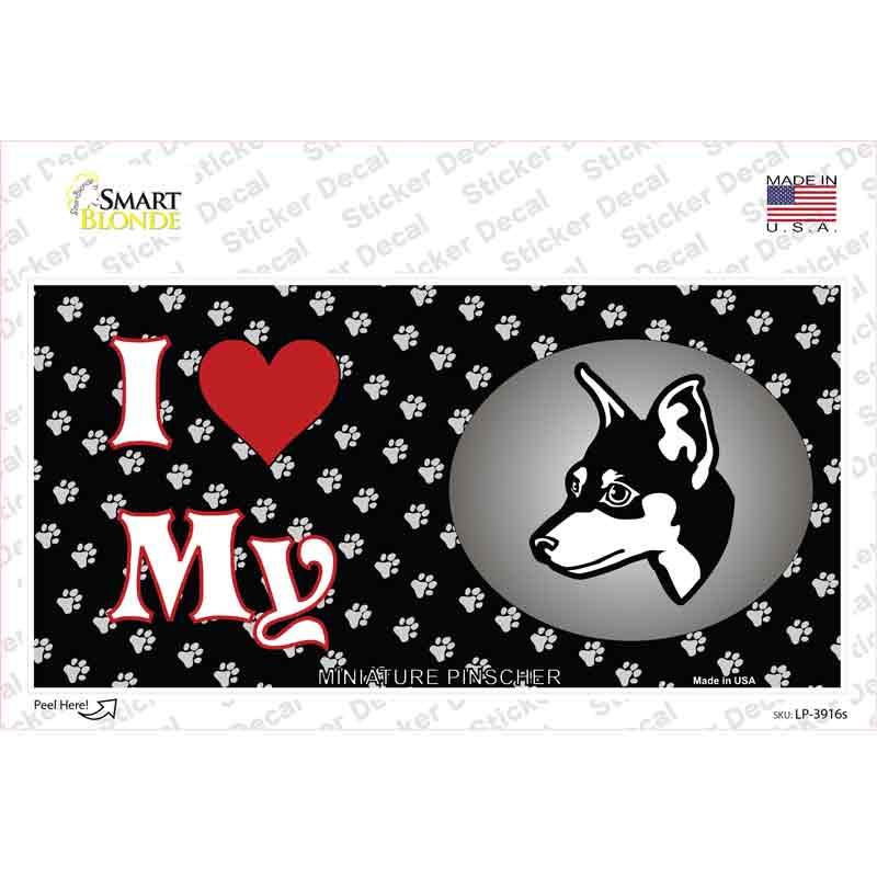 LP-3916s-M I Love My Miniature Pinscher Novelty Sticker Decal - Medium
