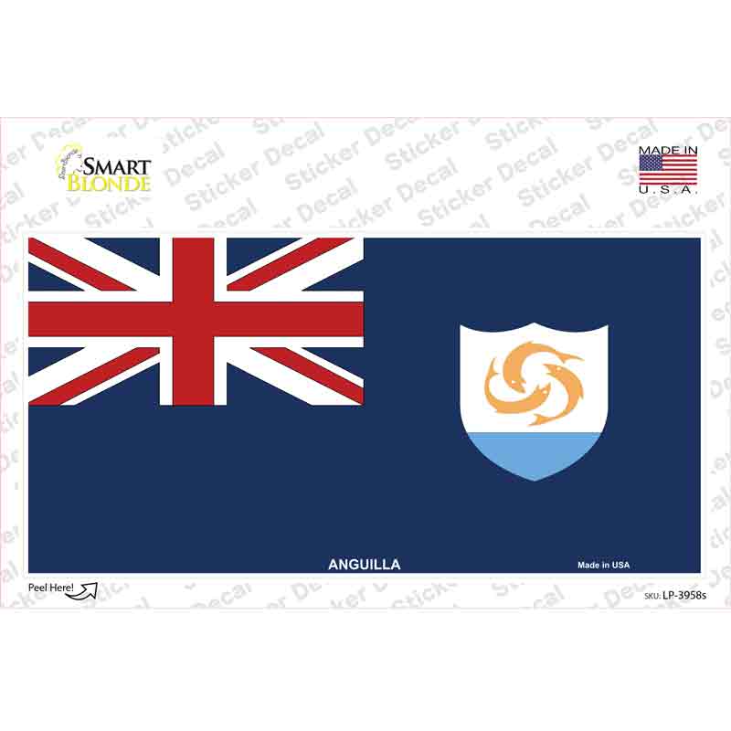 LP-3958s-M Anguilla Flag Novelty Sticker Decal - Medium