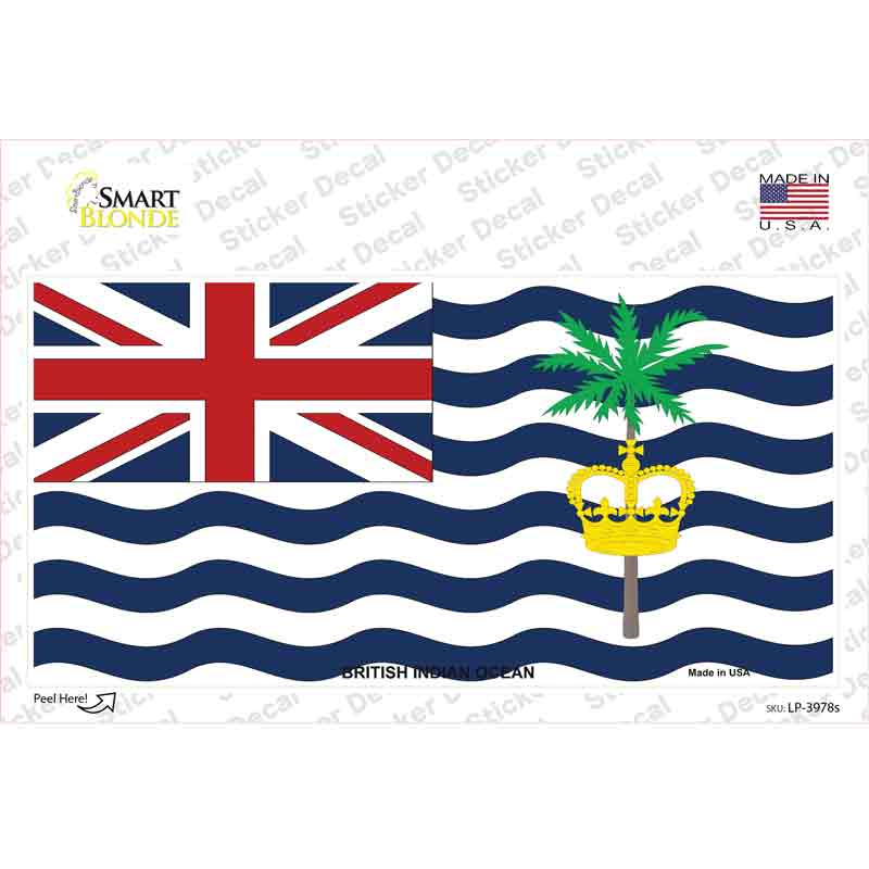 LP-3978s-M British Indian Ocean Flag Novelty Sticker Decal - Medium