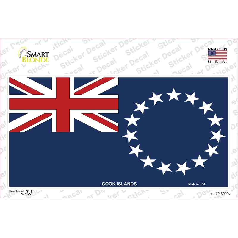 LP-3999s-M Cook Island Flag Novelty Sticker Decal - Medium