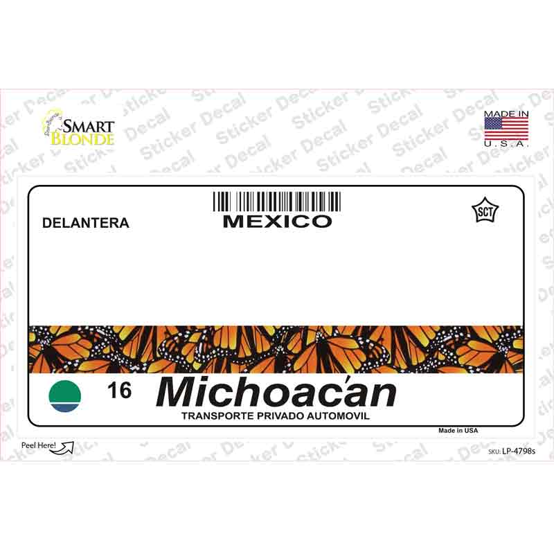 LP-4798s-M Michoacan Mexico Novelty Sticker Decal - Medium
