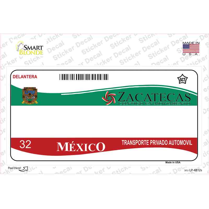 LP-4812s-M Zachatecas Mexico Novelty Sticker Decal - Medium