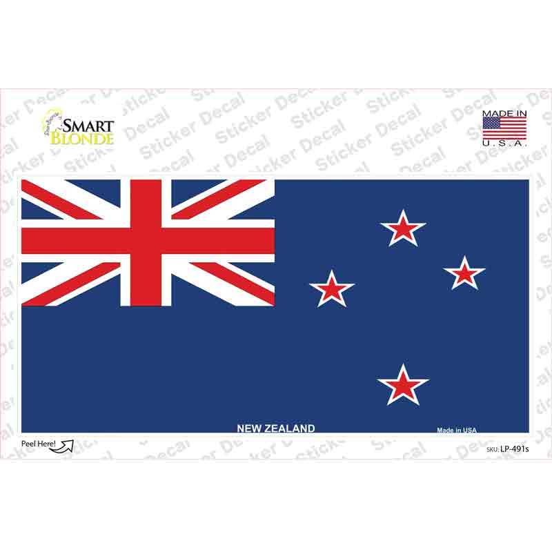 LP-491s-M   Zealand Flag Novelty Sticker Decal - Medium