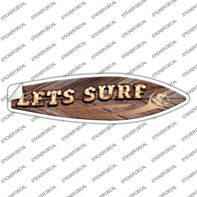 SB-172s-L Lets Surf Bulb Lettering Novelty Surfboard Sticker Decal - Large