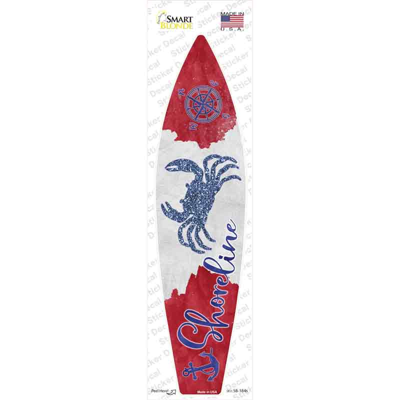 SB-184s-M Crab Shoreline Novelty Surfboard Sticker Decal - Medium
