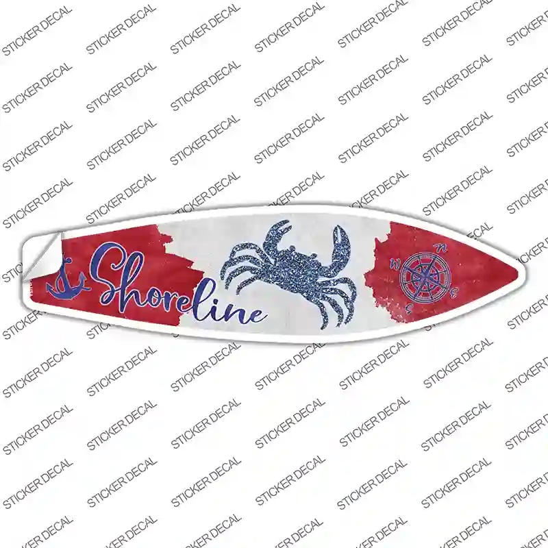 SB-184s-XL Crab Shoreline Novelty Surfboard Sticker Decal - Extra Large