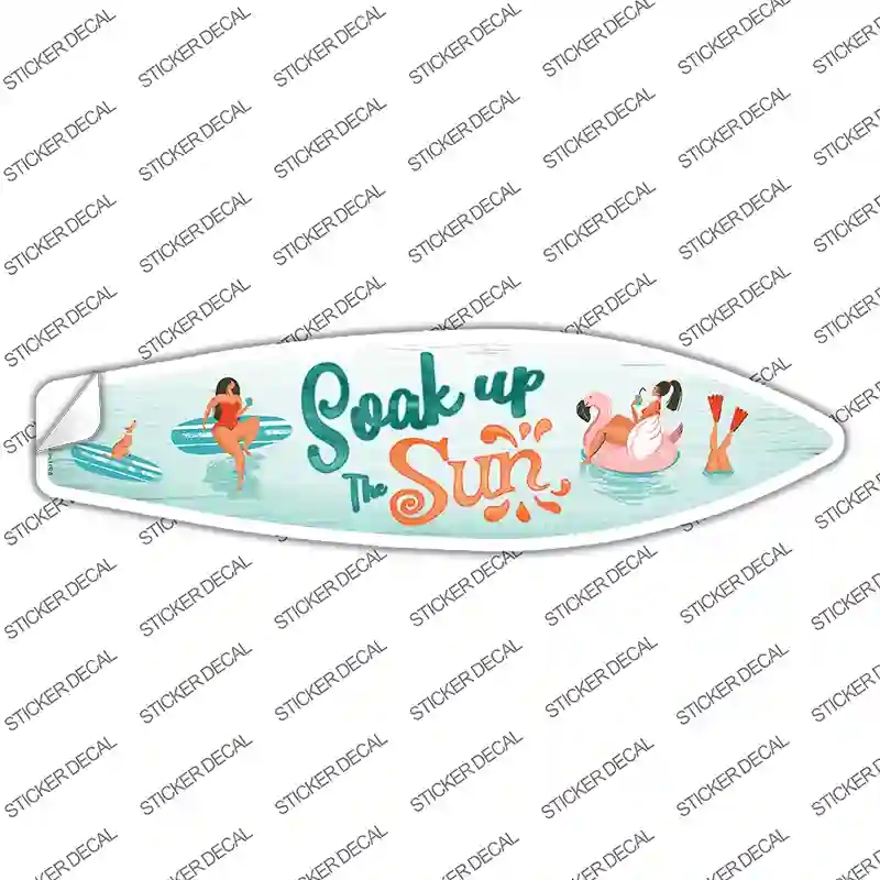 SB-187s-L Soak Up the Sun Novelty Surfboard Sticker Decal - Large