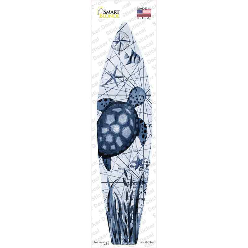 SB-214s-M Black & White Sea Turtle Novelty Surfboard Sticker Decal - Medium