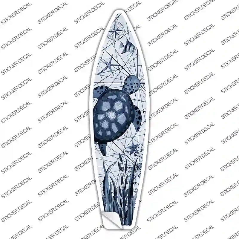 SB-214s-S Black & White Sea Turtle Novelty Surfboard Sticker Decal - Small