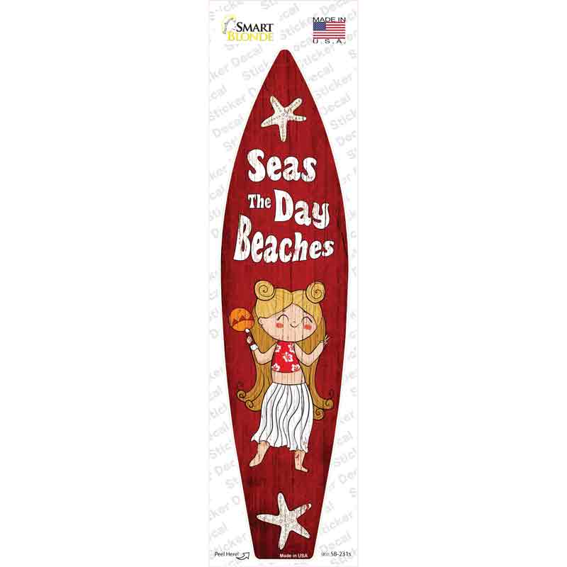 SB-231s-M Seas the Day Beaches Novelty Surfboard Sticker Decal - Medium