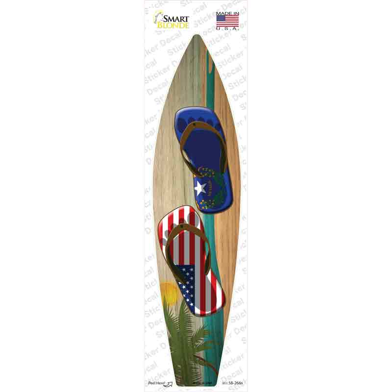 SB-266s-M Nevada Flag Flip Flop Novelty Surfboard Sticker Decal - Medium