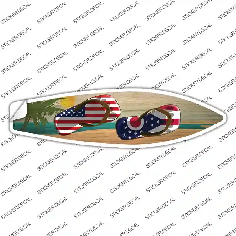 SB-273s-S Ohio Flag Flip Flop Novelty Surfboard Sticker Decal - Small