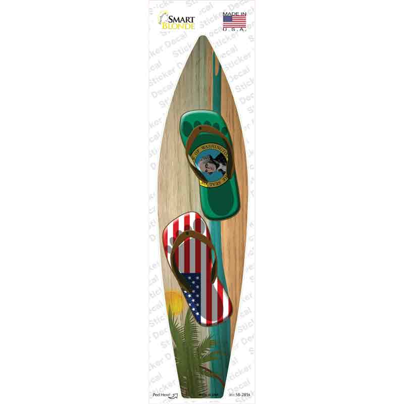 SB-285s-M Washington Flag Flip Flop Novelty Surfboard Sticker Decal - Medium