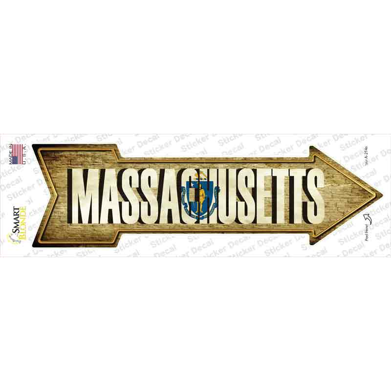 A-214s-M Massachusetts Novelty Arrow Sticker Decal - Medium