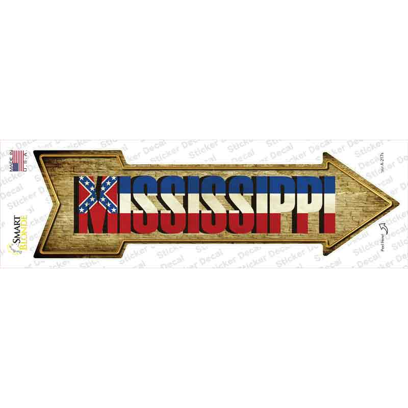 A-217s-M Mississippi Novelty Arrow Sticker Decal - Medium