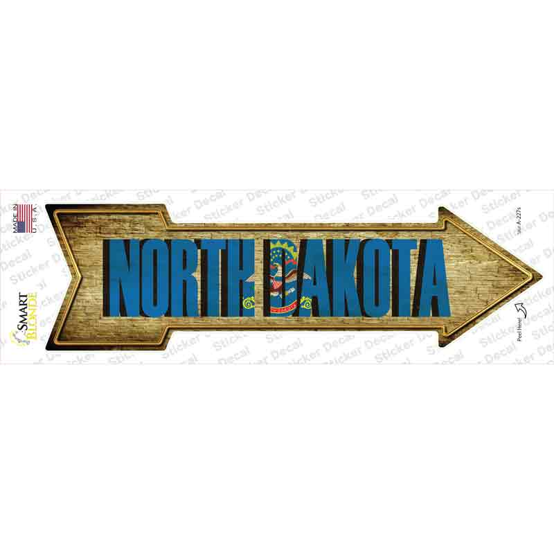 A-227s-M North Dakota Novelty Arrow Sticker Decal - Medium