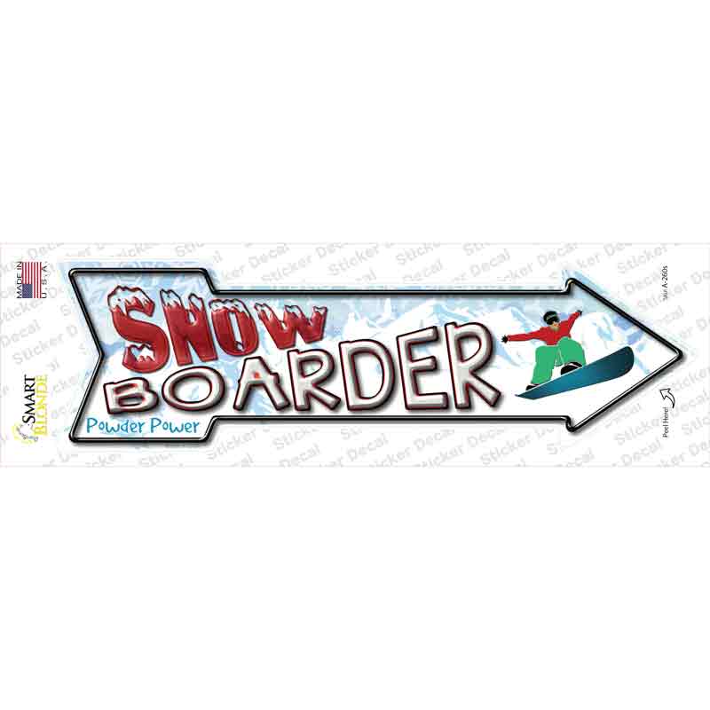 A-260s-M Snowboarder Dude Novelty Arrow Sticker Decal - Medium