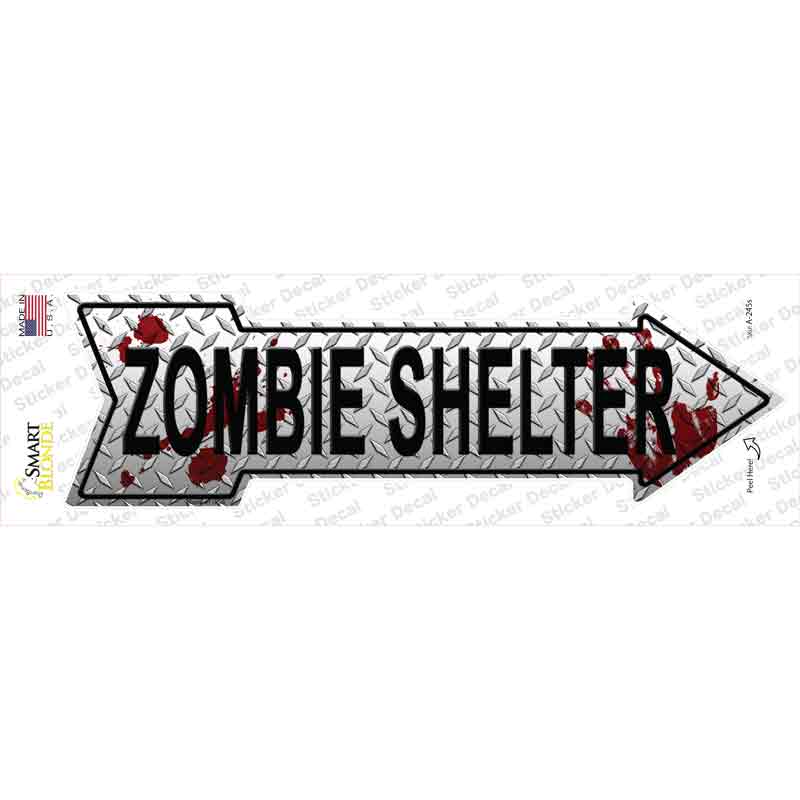 A-245s-M Zombie Shelter Novelty Arrow Sticker Decal - Medium