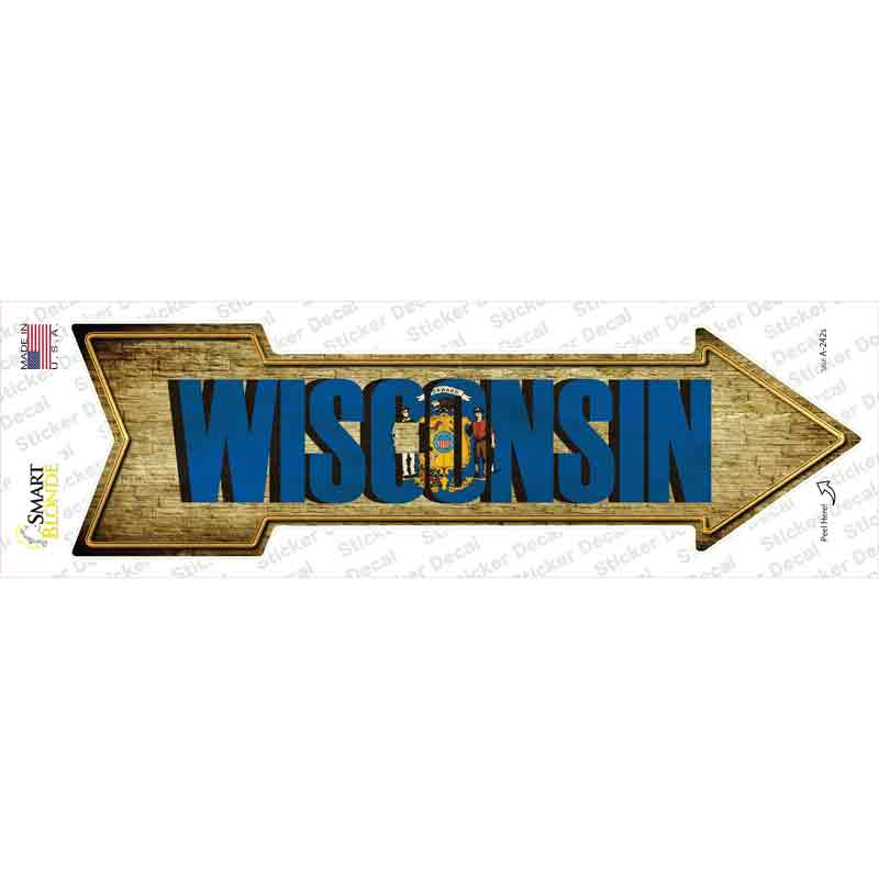 A-242s-M Wisconsin Novelty Arrow Sticker Decal - Medium
