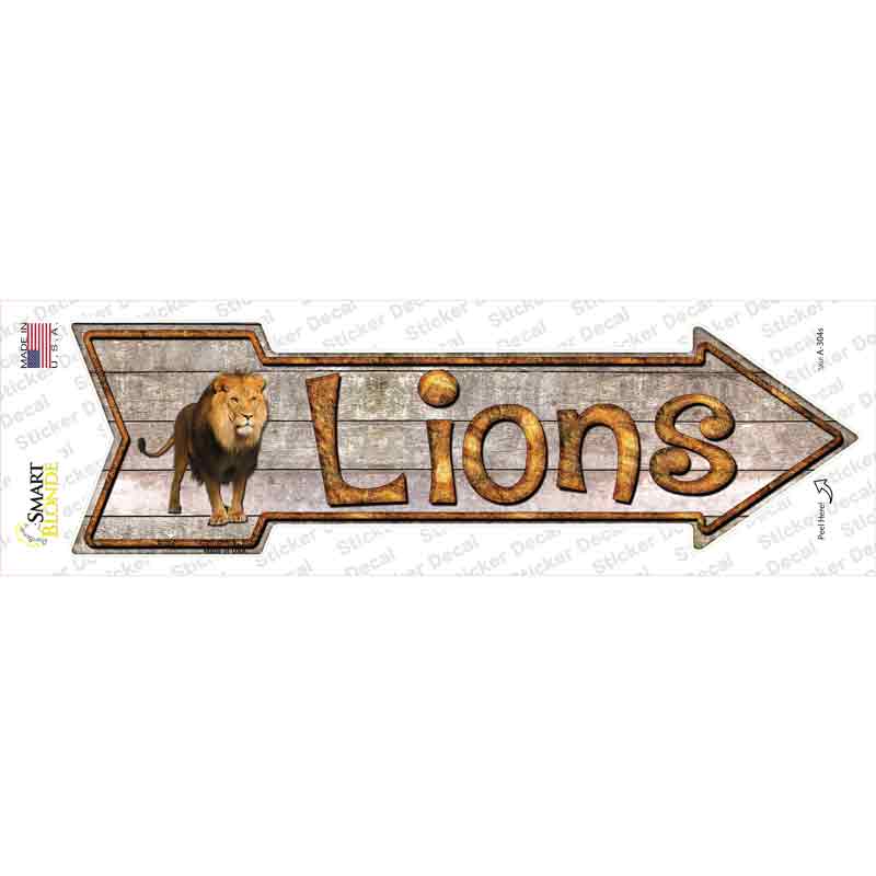 A-304s-M Lions Novelty Arrow Sticker Decal - Medium