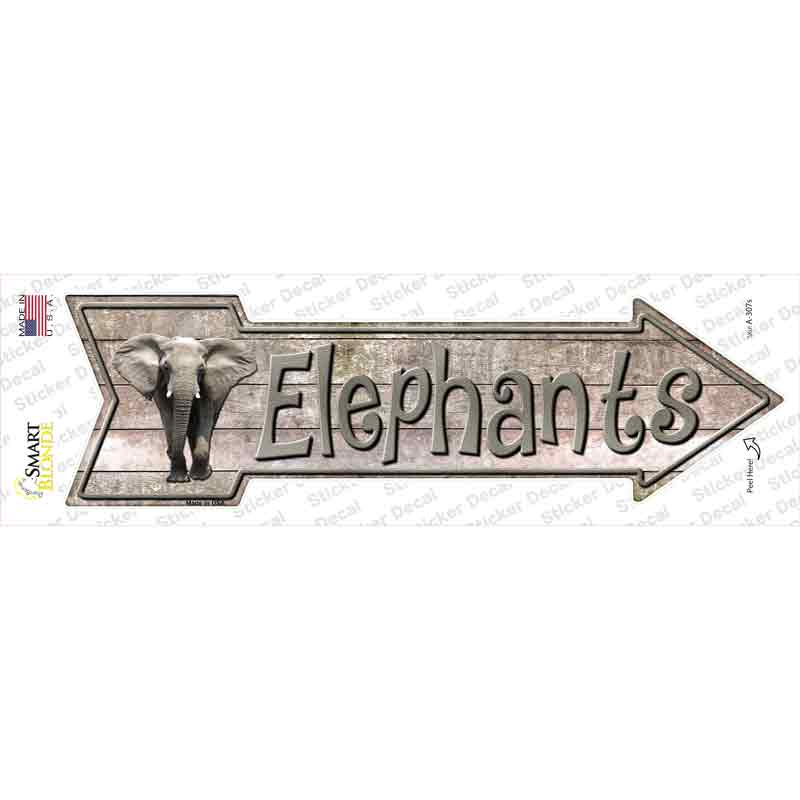 A-307s-M Elephants Novelty Arrow Sticker Decal - Medium
