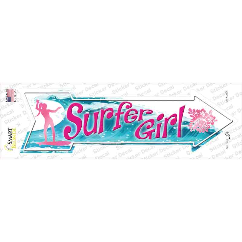 A-267s-M Surfer Girl Novelty Arrow Sticker Decal - Medium