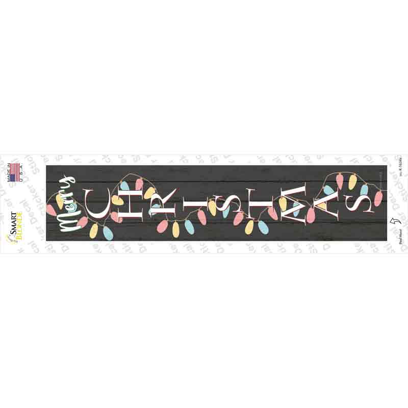 K-1634s-M Merry Christmas Lights Black Novelty Narrow Sticker Decal - Medium