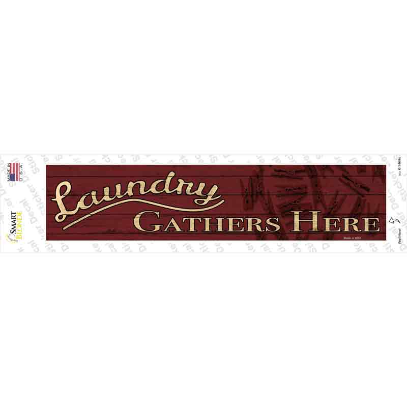 K-1469s-M Laundry Gathers Here Novelty Narrow Sticker Decal - Medium