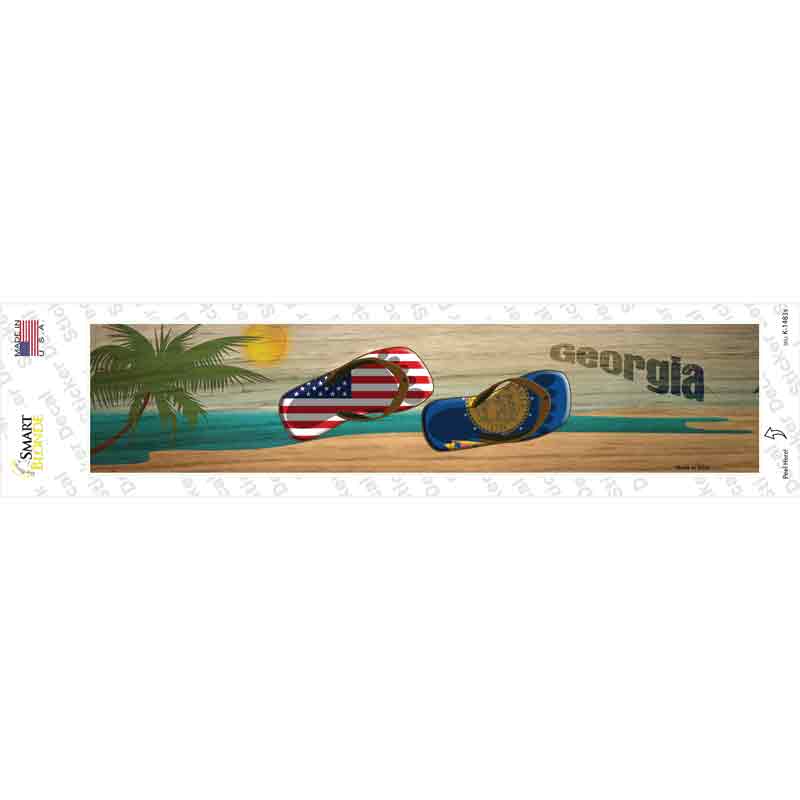 K-1483s-M Georgia & US Flag Novelty Narrow Sticker Decal - Medium