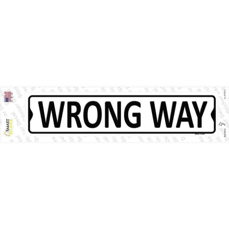 K-411s-M Wrong Way Novelty Narrow Sticker Decal - Medium