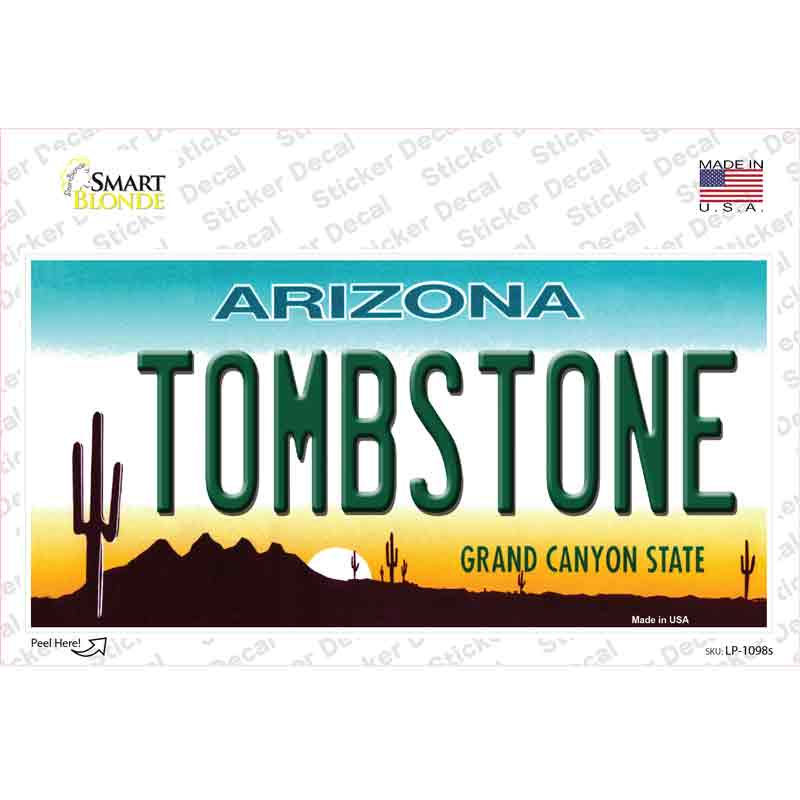 LP-1098s-M Tombstone Arizona Novelty Sticker Decal - Medium