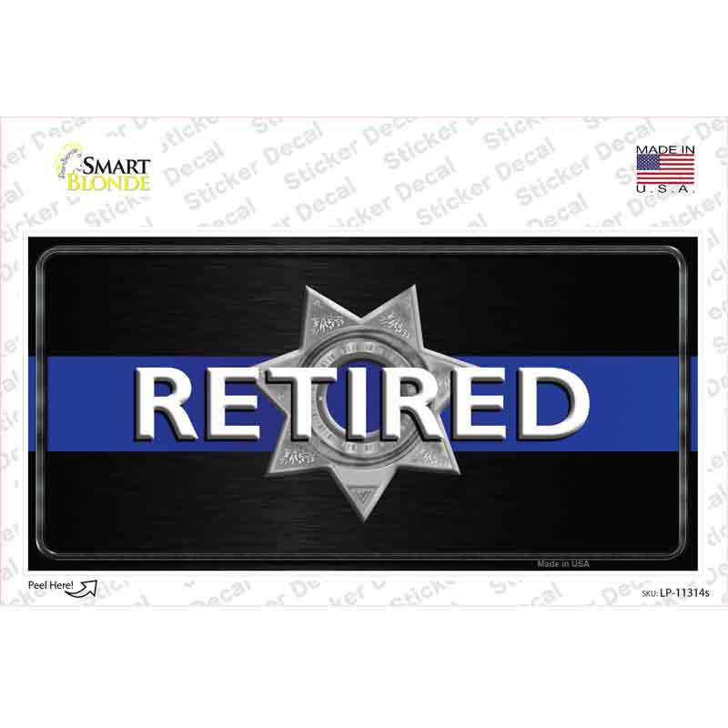 LP-11314s-M Thin Blue Line Retired Police Novelty Sticker Decal - Medium