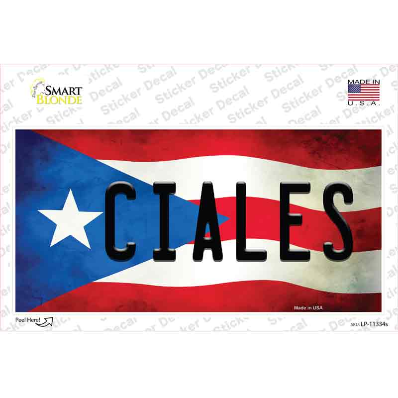 LP-11334s-M Ciales Puerto Rico Flag Novelty Sticker Decal - Medium