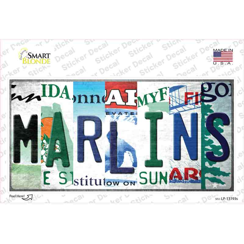 LP-13193s-M Marlins Strip Art Novelty Sticker Decal - Medium
