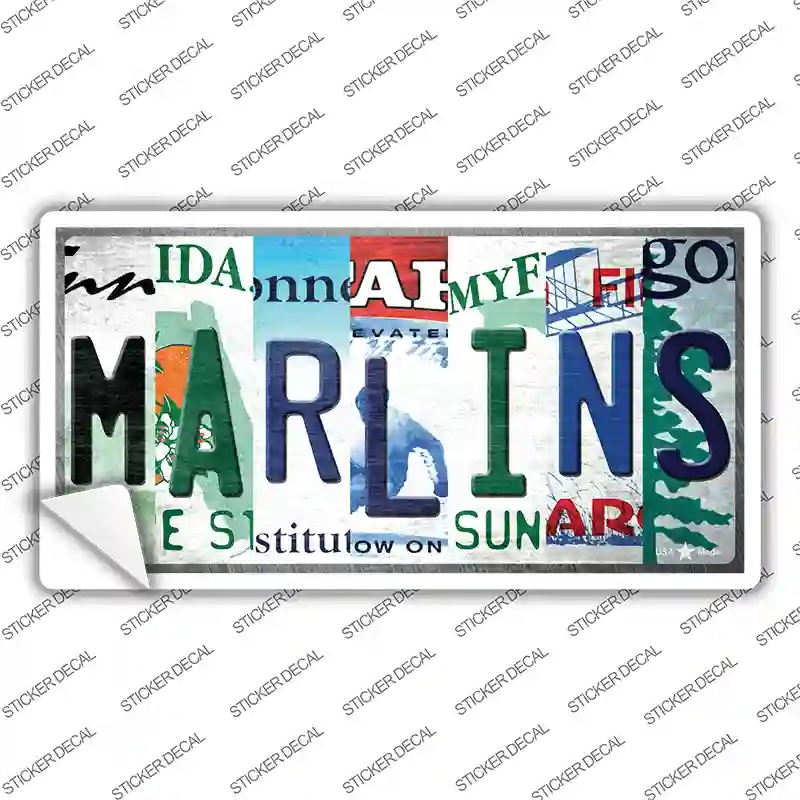 LP-13193s-S Marlins Strip Art Novelty Sticker Decal - Small