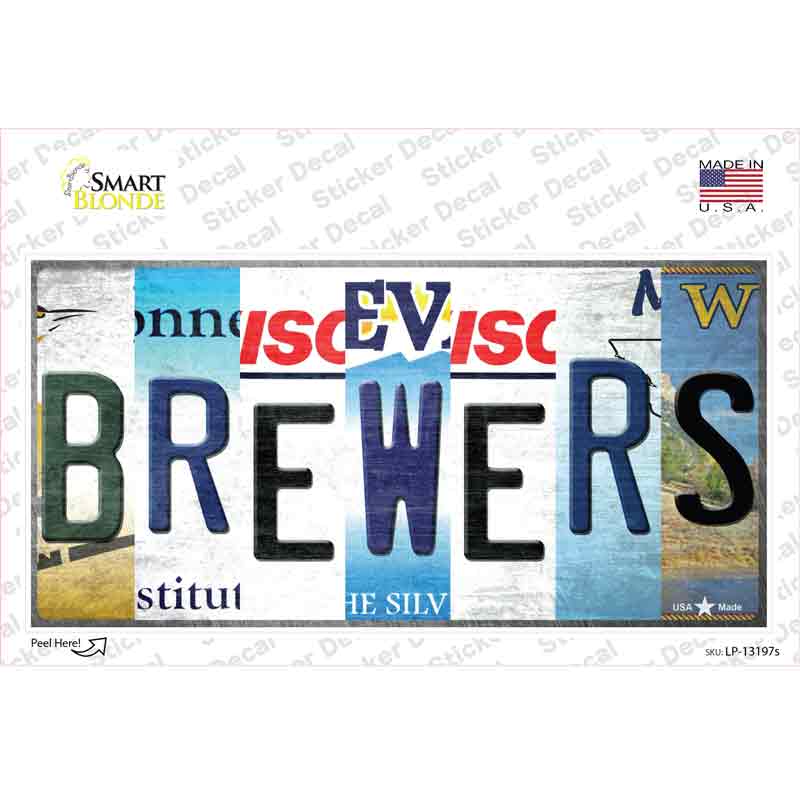 LP-13197s-M Brewers Strip Art Novelty Sticker Decal - Medium