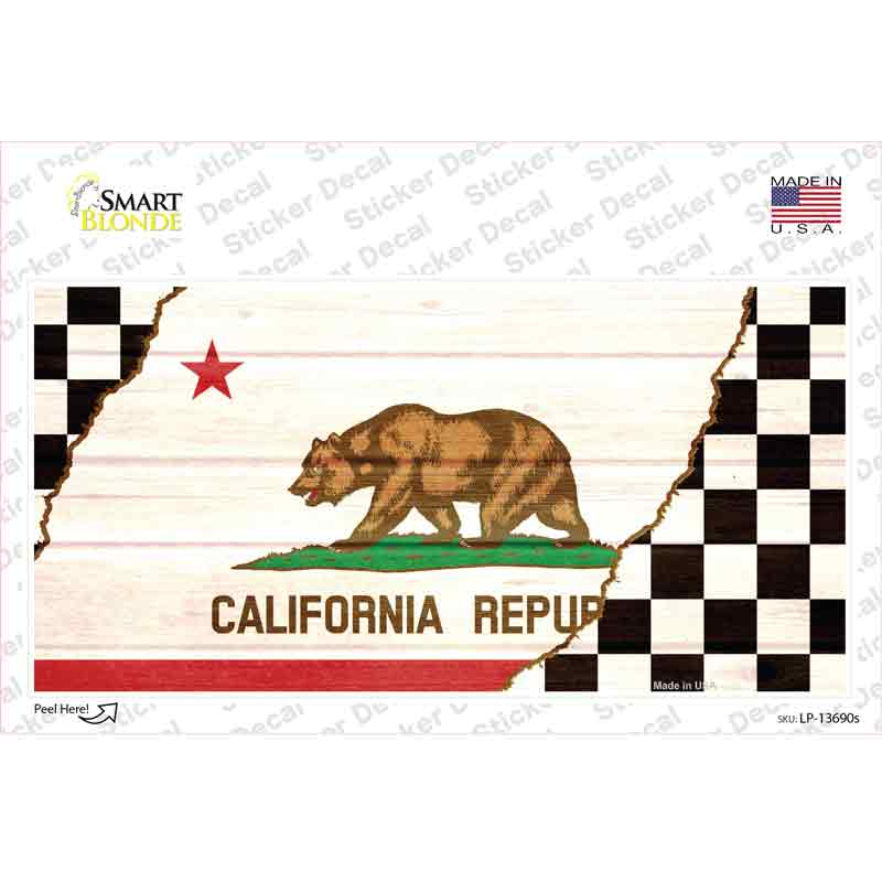 LP-13690s-M California Racing Flag Novelty Sticker Decal - Medium