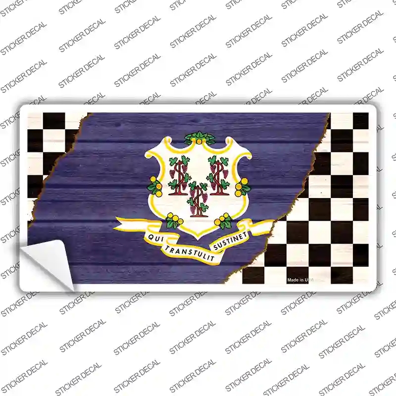 LP-13692s-S Connecticut Racing Flag Novelty Sticker Decal - Small