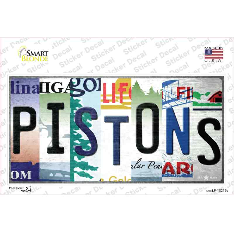 LP-13219s-M Pistons Strip Art Novelty Sticker Decal - Medium