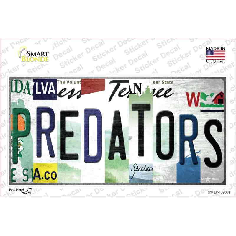 LP-13266s-M Predators Strip Art Novelty Sticker Decal - Medium